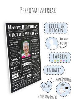 Meilensteintafel Chalkboard Geschenk 70. Geburtstag Zeitung Geburtstagsposter Jahrgangsposter Personalisiert Frau Mann Happy Birthday09