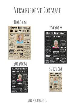 Meilensteintafel Chalkboard Geschenk 70. Geburtstag Zeitung Geburtstagsposter Jahrgangsposter Personalisiert Frau Mann Happy Birthday12
