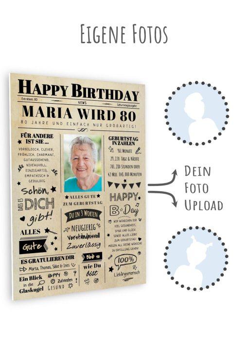 Meilensteintafel Chalkboard Geschenk 80. Geburtstag Zeitung Geburtstagsposter Jahrgangsposter Personalisiert Frau Mann Happy Birthday11