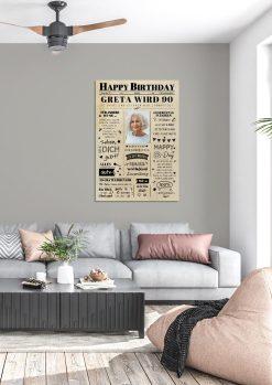 Meilensteintafel Chalkboard Geschenk 90. Geburtstag Zeitung Geburtstagsposter Jahrgangsposter Personalisiert Frau Mann Happy Birthday03