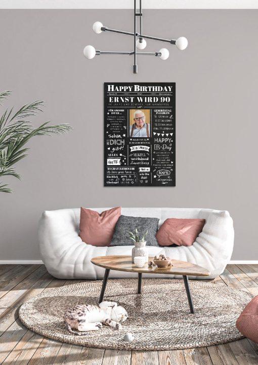 Meilensteintafel Chalkboard Geschenk 90. Geburtstag Zeitung Geburtstagsposter Jahrgangsposter Personalisiert Frau Mann Happy Birthday04