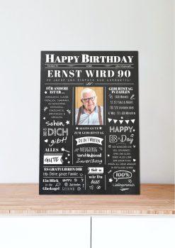 Meilensteintafel Chalkboard Geschenk 90. Geburtstag Zeitung Geburtstagsposter Jahrgangsposter Personalisiert Frau Mann Happy Birthday06