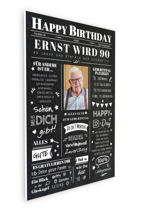 Meilensteintafel Chalkboard Geschenk 90. Geburtstag Zeitung Geburtstagsposter Jahrgangsposter Personalisiert Frau Mann Happy Birthday08