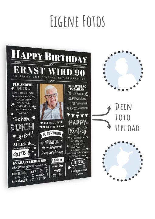 Meilensteintafel Chalkboard Geschenk 90. Geburtstag Zeitung Geburtstagsposter Jahrgangsposter Personalisiert Frau Mann Happy Birthday11