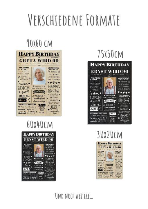 Meilensteintafel Chalkboard Geschenk 90. Geburtstag Zeitung Geburtstagsposter Jahrgangsposter Personalisiert Frau Mann Happy Birthday12