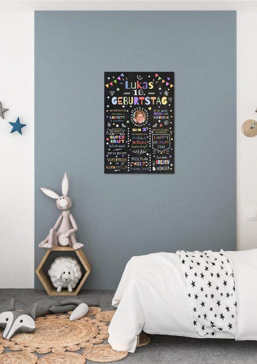 Meilensteintafel Chalkboard Geschenk 10. Geburtstag Personalisiert Geburtstagstafel Junge Mädchen Konfetti 001