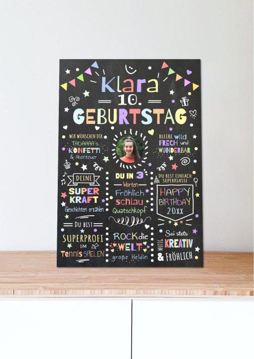 Meilensteintafel Chalkboard Geschenk 10. Geburtstag Personalisiert Geburtstagstafel Junge Mädchen Konfetti 005