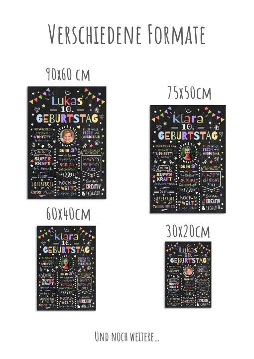Meilensteintafel Chalkboard Geschenk 10. Geburtstag Personalisiert Geburtstagstafel Junge Mädchen Konfetti 011