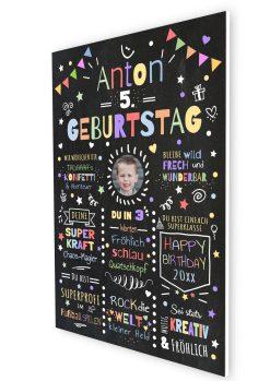 Meilensteintafel Chalkboard Geschenk 5. Geburtstag Personalisiert Geburtstagstafel Junge Mädchen Konfetti 006