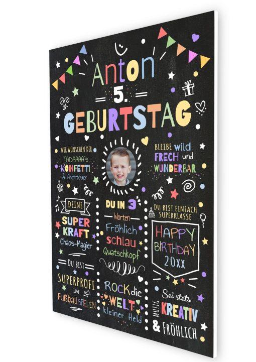 Meilensteintafel Chalkboard Geschenk 5. Geburtstag Personalisiert Geburtstagstafel Junge Mädchen Konfetti 006