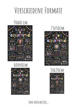 Meilensteintafel Chalkboard Geschenk 5. Geburtstag Personalisiert Geburtstagstafel Junge Mädchen Konfetti 011