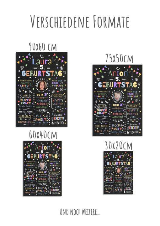 Meilensteintafel Chalkboard Geschenk 5. Geburtstag Personalisiert Geburtstagstafel Junge Mädchen Konfetti 011