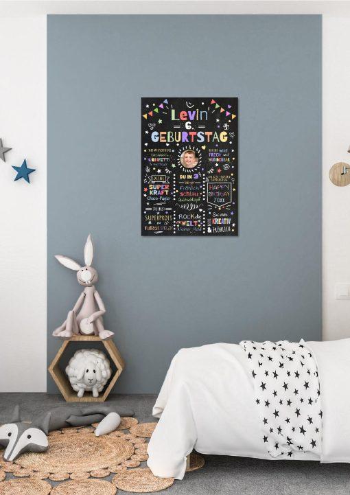 Meilensteintafel Chalkboard Geschenk 6. Geburtstag Personalisiert Geburtstagstafel Junge Mädchen Konfetti 001