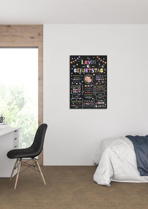 Meilensteintafel Chalkboard Geschenk 6. Geburtstag Personalisiert Geburtstagstafel Junge Mädchen Konfetti 003