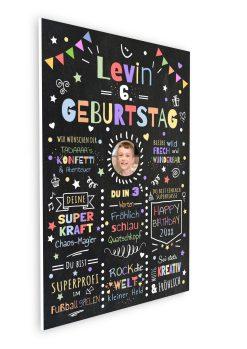 Meilensteintafel Chalkboard Geschenk 6. Geburtstag Personalisiert Geburtstagstafel Junge Mädchen Konfetti 007