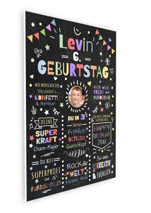 Meilensteintafel Chalkboard Geschenk 6. Geburtstag Personalisiert Geburtstagstafel Junge Mädchen Konfetti 007