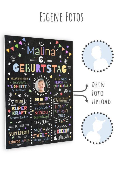 Meilensteintafel Chalkboard Geschenk 6. Geburtstag Personalisiert Geburtstagstafel Junge Mädchen Konfetti 010