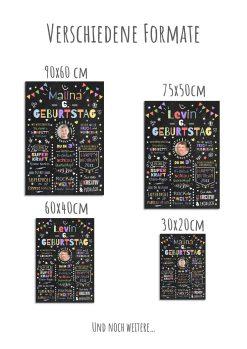 Meilensteintafel Chalkboard Geschenk 6. Geburtstag Personalisiert Geburtstagstafel Junge Mädchen Konfetti 011