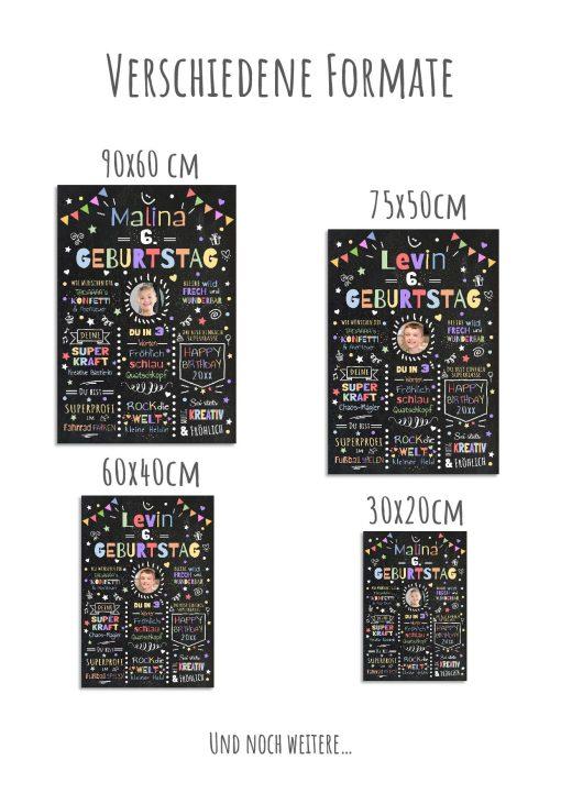 Meilensteintafel Chalkboard Geschenk 6. Geburtstag Personalisiert Geburtstagstafel Junge Mädchen Konfetti 011