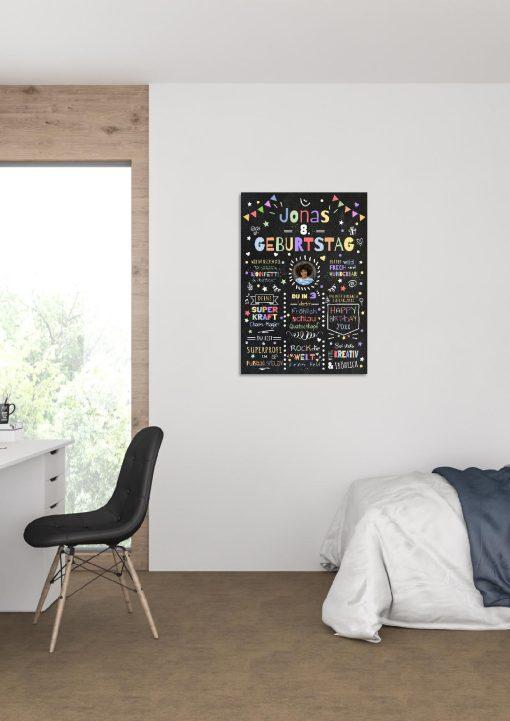 Meilensteintafel Chalkboard Geschenk 8. Geburtstag Personalisiert Geburtstagstafel Junge Mädchen Konfetti 003