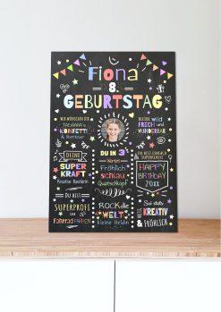 Meilensteintafel Chalkboard Geschenk 8. Geburtstag Personalisiert Geburtstagstafel Junge Mädchen Konfetti 005