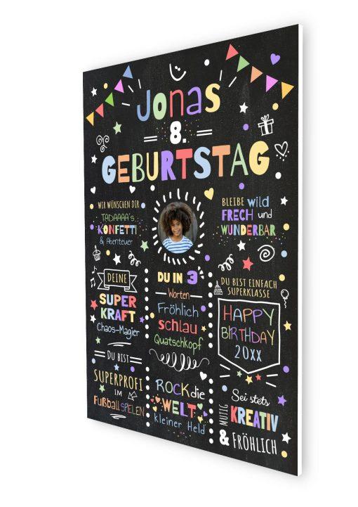 Meilensteintafel Chalkboard Geschenk 8. Geburtstag Personalisiert Geburtstagstafel Junge Mädchen Konfetti 006