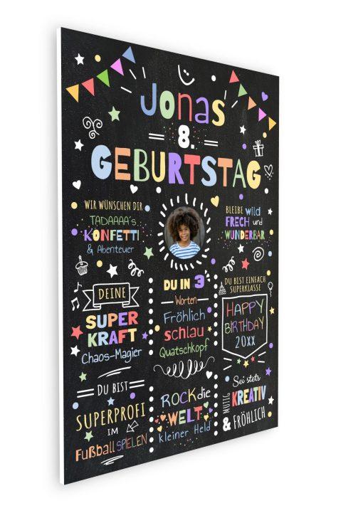 Meilensteintafel Chalkboard Geschenk 8. Geburtstag Personalisiert Geburtstagstafel Junge Mädchen Konfetti 007