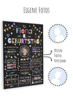 Meilensteintafel Chalkboard Geschenk 8. Geburtstag Personalisiert Geburtstagstafel Junge Mädchen Konfetti 010
