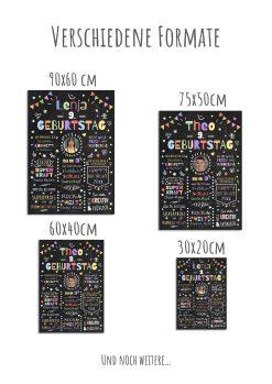 Meilensteintafel Chalkboard Geschenk 9. Geburtstag Personalisiert Geburtstagstafel Junge Mädchen Konfetti 011