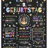 Meilensteintafel Chalkboard Geschenk 9. Geburtstag Personalisiert Geburtstagstafel Junge Mädchen Konfetti 1